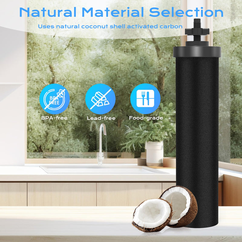 NSF/ANSI 42&372 Certified Water Filter，Gravity Water Filter Replacement for Berkey® BB9-2® Black Purification Elements and Berkey® Gravity Filter System, 2 Pack Count of 2