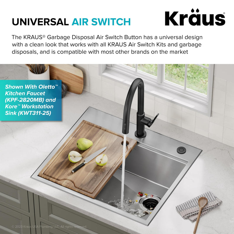 KRAUS Flat-Top Garbage Disposal Air Switch Button in Matte Black, KWDB-20MB – Push Button ONLY