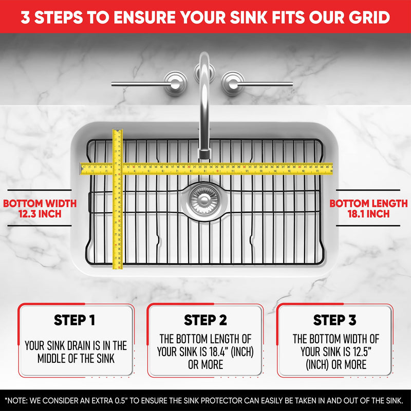 Better Houseware Sink Protectors for Kitchen Sink, Protective Metal Grid, 18.1x12.3x1 inches, White Kitchen Sink Mat to Shield Sink Base from Scratches, Rust-Resistant Coating, L 18.1 x 12.3 x 1