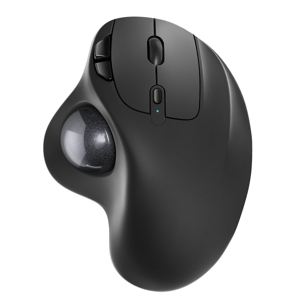 Nulea M501 Wireless Trackball Mouse, Rechargeable Ergonomic, Easy Thumb Control, Precise & Smooth Tracking, 3 Device Connection (Bluetooth or USB), Compatible for PC, Laptop, iPad, Mac, Windows. D-Black