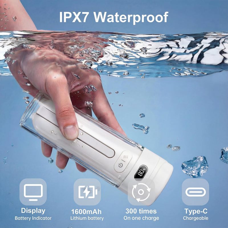 Electric Portable Bidet- Rechargeable Travel Bidet for Women, Postpartum, Hygiene | 3 Pressure Modes, 260 Uses/Charge, IPX7 Waterproof, Foldable & Compact, Standard Bottle Fit, USB-C Charging, White