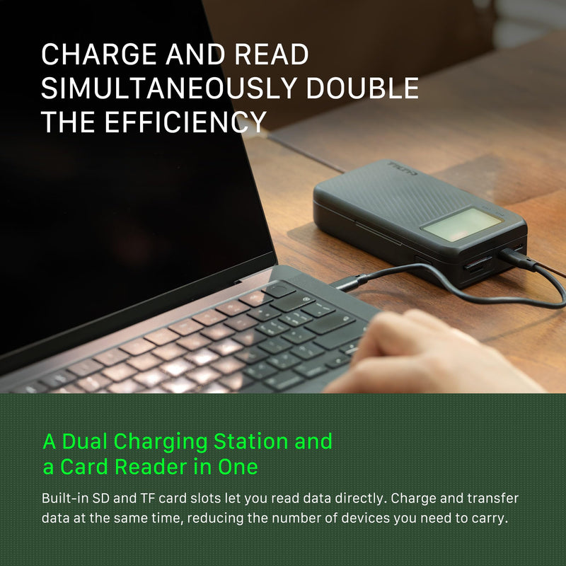 Tilta All-In-One Recharge Companion for NP-FZ100 | FX3, FX30, FX2, ZV-E1, FX30B, A7S III, A7 IV Battery Charger & Power Bank | 30W PD QC Fast Charging | SD TF Card Slot 312MB/s | 18W PD Output - Black