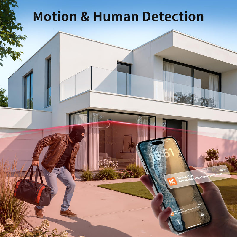 2K No-Drill Window Camera, WiFi Window Cameras for Home Security, 2 Pack | 2.4GHz & 5GHz WiFi, Anti-Glare, Magnetic Mounted, Color Night Vision, 24/7, Apartment Security, Human & Motion Detection
