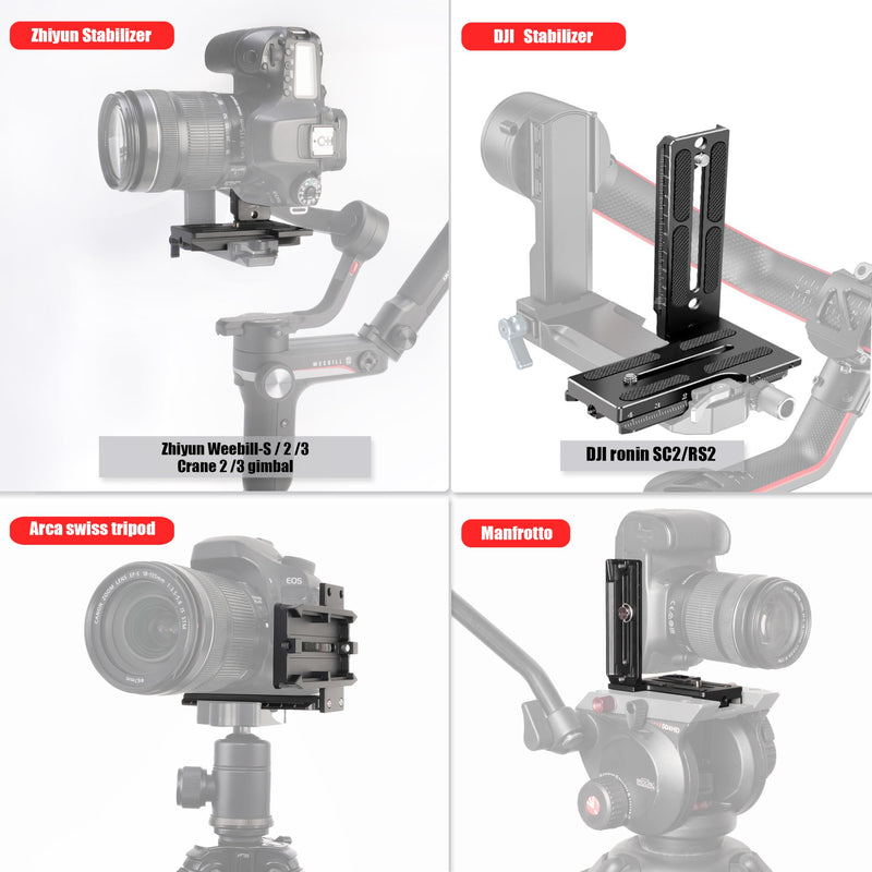 Fotga L-Shape Bracket Vertical Camera Quick Release Mount Plate for Zhiyun Crane 2 3 LAB Weebill 2 3 Weebill-S for DJI Ronin SC2 RS2 Gimbal Stabilizer Compatible with Manfrotto Tripod Ball Head