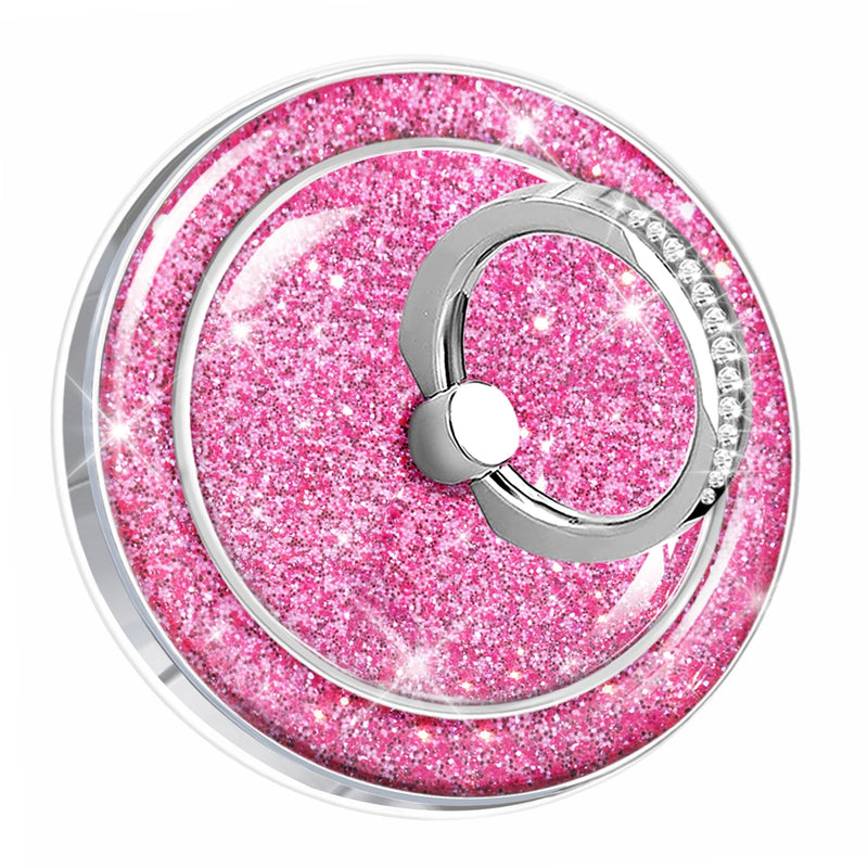 Glitter Magnetic Phone Ring for MagSafe,Phone Grip Kickstand,Ring Holder Stand Compatible with iPhone 17 16 15 14 13 12 Pro Max Plus and Phone Case - Pink