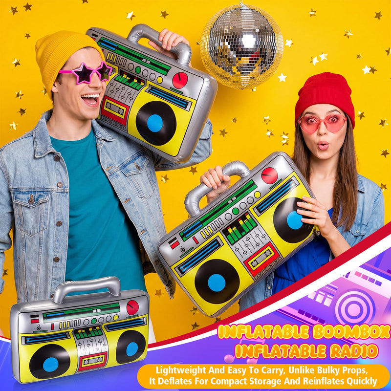 meekoo 10 Pcs Inflatable Boombox Party Decorations, Radio Props Disco | 16.5 Inch 80s 90s Hip Hop Theme Props, Retro Radio Costume Accessories, Rapper Supplies for Photography Backdrop Decor