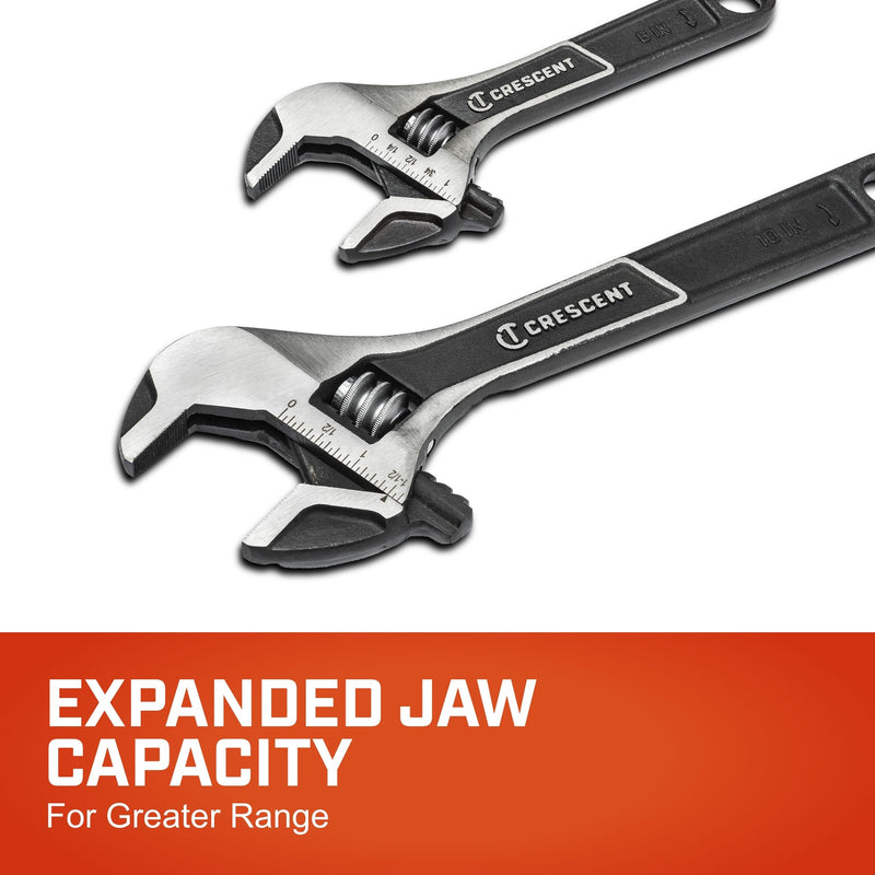 Crescent 2 Piece Wide Jaw Adjustable Wrench Set | 6" & 10" | ATWJ2610VS 2 Pc. Set - 6" & 10"