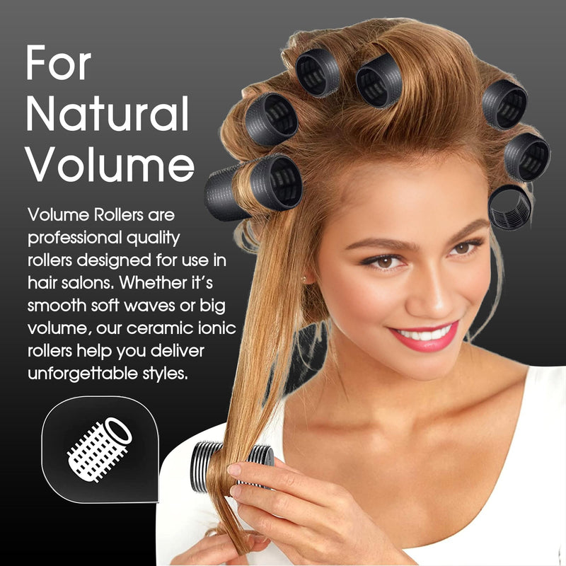 18pcs Hair Rollers,Self Grip Thermal Curlers for Long Short Hair | Ceramic Ionic Thermal Hair Rollers for Hair Volume,Blowout styling Look,to Sleep In,Salon Quality Heatless Curls(Black) Dark Black