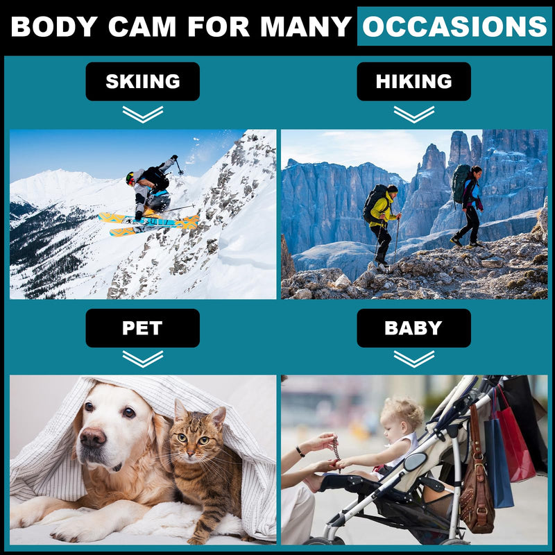 Mini Body Camera, 1080p Wearable Thumb Size Cam with Charging Case, Pet Camera, POV Cam with Motion Detection, Photo Shooting, Video Recording for Cat, Dog, Sport, Waterproof, Black