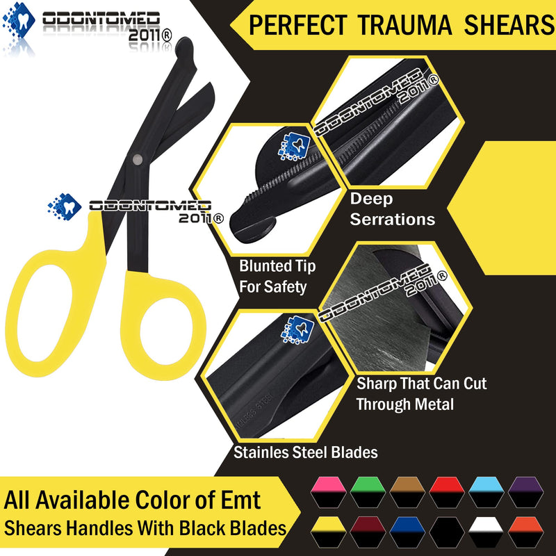Heavy Duty Fluoride Coated Nurse Doctor Medical Paramedic Trauma Shears Scissors 7.25" (ODONTOMED2011) (Yellow) Yellow