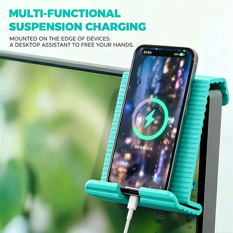 Flexible Silicone Aluminum Phone Holder Tablet Stand with Charging Port Design, Foldable Airplane Laptop/Phone Stand for Home Office Travel (Tiffany) Tiffany