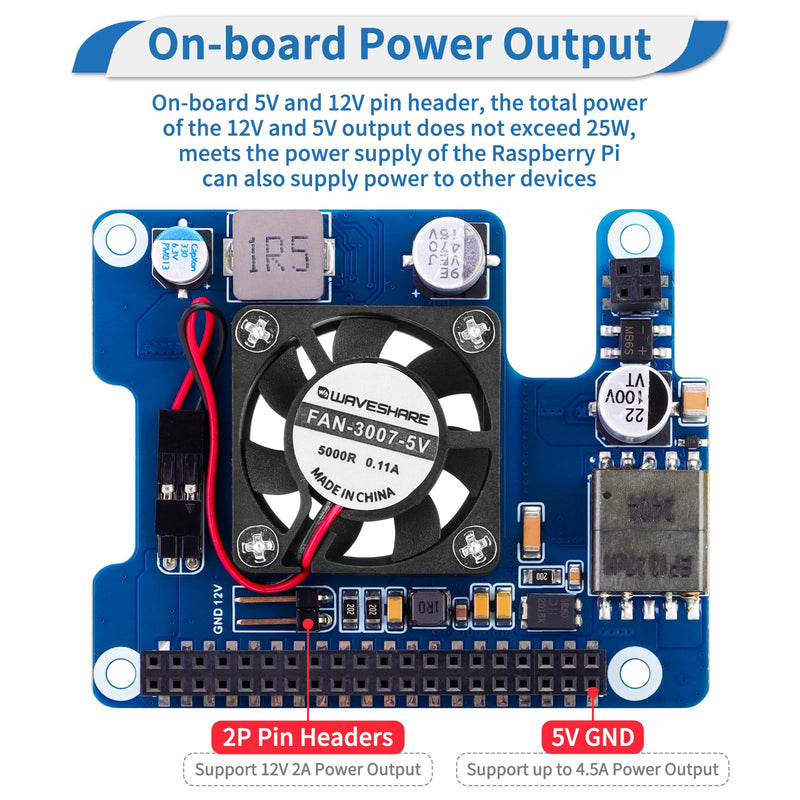 MakerFocus PoE HAT(F) for Raspberry Pi 5, Power Over Ethernet Hats with Metal Heatsink and Active Cooling Fan, Supports IEEE 802.3af/at Network, 5V/12V Power Output and SMPS
