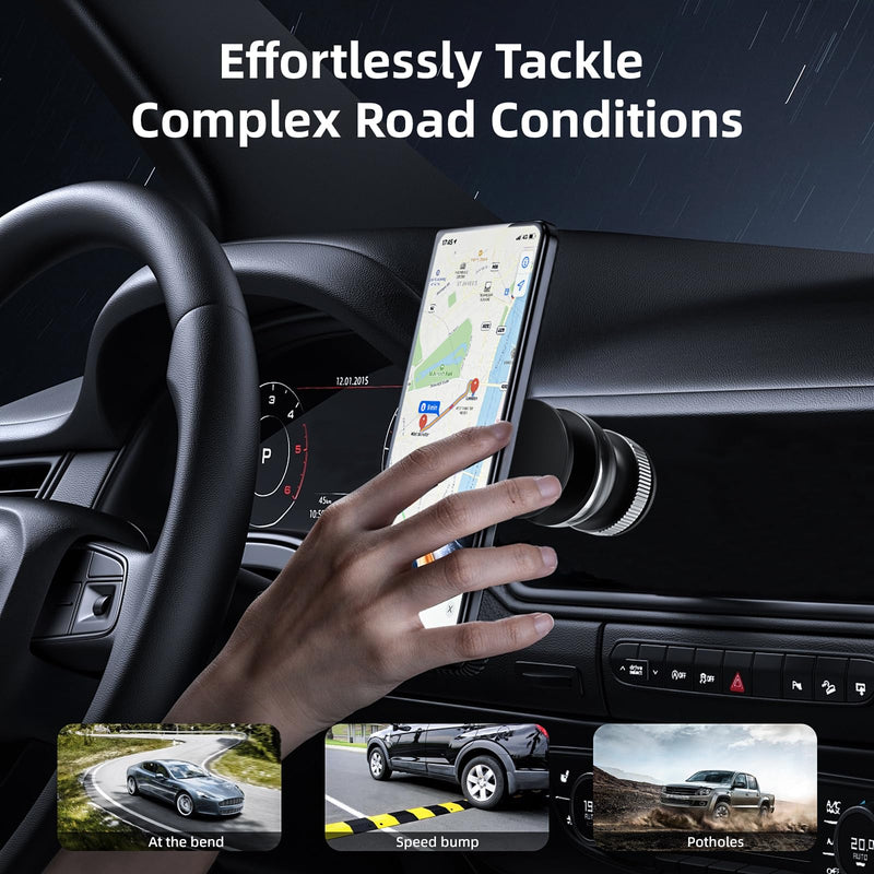 Magnetic Phone Holder, Vacuum Spherical Phone Mount for Car (Silver) | 360° Adjustable, Compatible for iPhone 17 Pro Max 16 15 14 13 12 Air Plus and Android