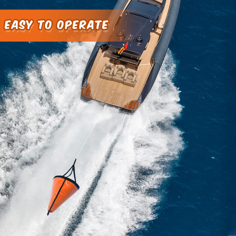 Tandefio Drift Sock for Fishing Boat Marine Boat Parachute Sea Anchors for Boats 250d Nylon Trolling Fishing Drogue for Inflatable Sail Drift Anchor for Kayak Pontoon 32 Inch Orange 2