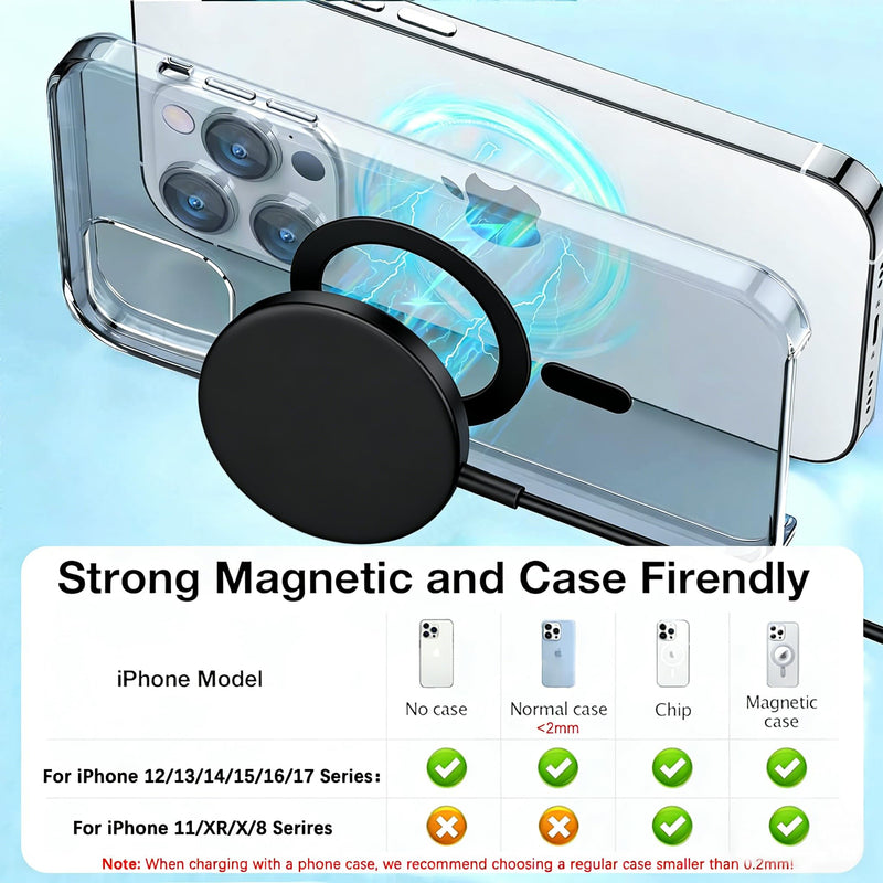 Magnetic Wireless Charger Apple Mag-Safe Charger,[Apple MFi Certified] iPhone Charger Block&15W 3FT Wireless Charging Pad for iPhone 17 Pro Max/17 Pro/17 Air/17/16/15/14/13/12,AirPods Pro 3/2(Black)