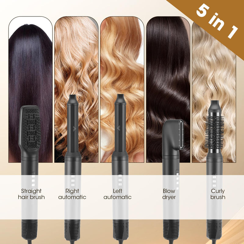 5 in 1 Hair Styler, Air Stylers for Women, Magic Hot Air Styler Dryer Brush for Hair Styling, [110,000 RPM] High-Speed Ionic Hairdryer for Volumizing, Curling, Straightening, 3 Speeds & Temp