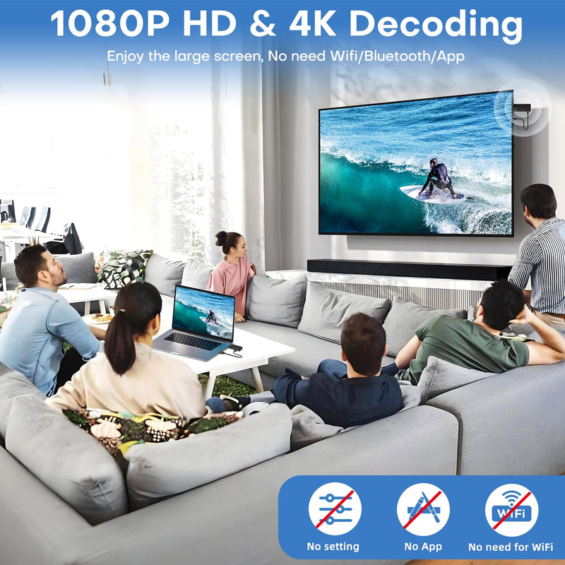 Wireless HDMI Transmitter and Receiver for Streaming Kit,Built-in Antenna Low-latency transmission of 1080P HD video streams,Video/Audio to Monitor from PC,Auto Pairing for Laptop/TV/Monitor/Projector Vertical Grain Black