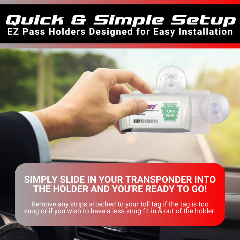 NuBliss EZ Pass Holder for Windshield – Strong 3 Suction Cups Transponder Holder for Car – Fits EZPass Mini & iPass – UV & Water Resistant – Clear