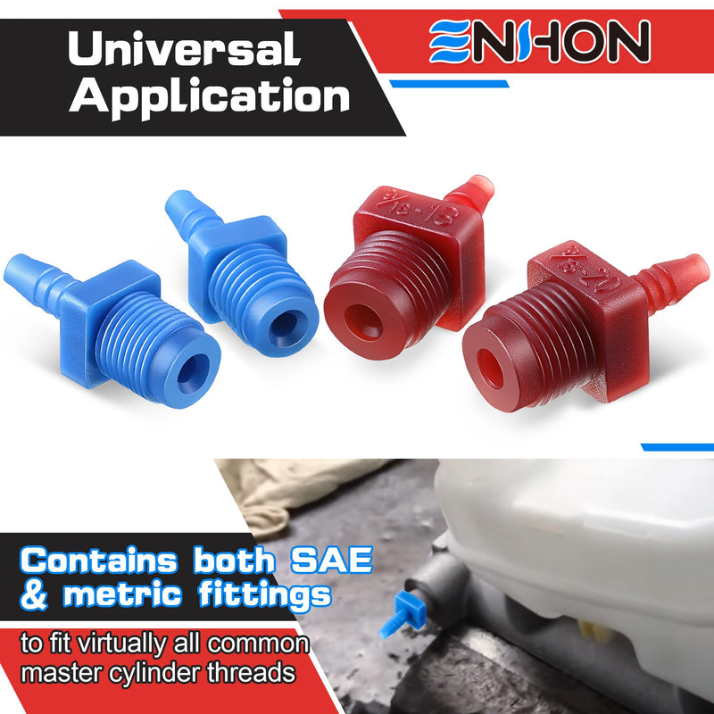 Enhon Master Cylinder Bleeder Kit Replacement for 14151, 22 inch Hose, Clip, SAE and Metric Fittings Universal Fit, Complete Brake Bleeder Kit with PTFE Tape