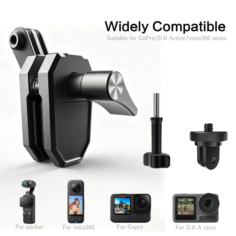 Motorcycle Windshield Camera Mount for Insta360,for Gopro Hero,DJI Action | All CNC Aluminum , Quick Release, Motorbike Windscreen Clamp Mount with 1/4" Adapter Action Camera Accessories