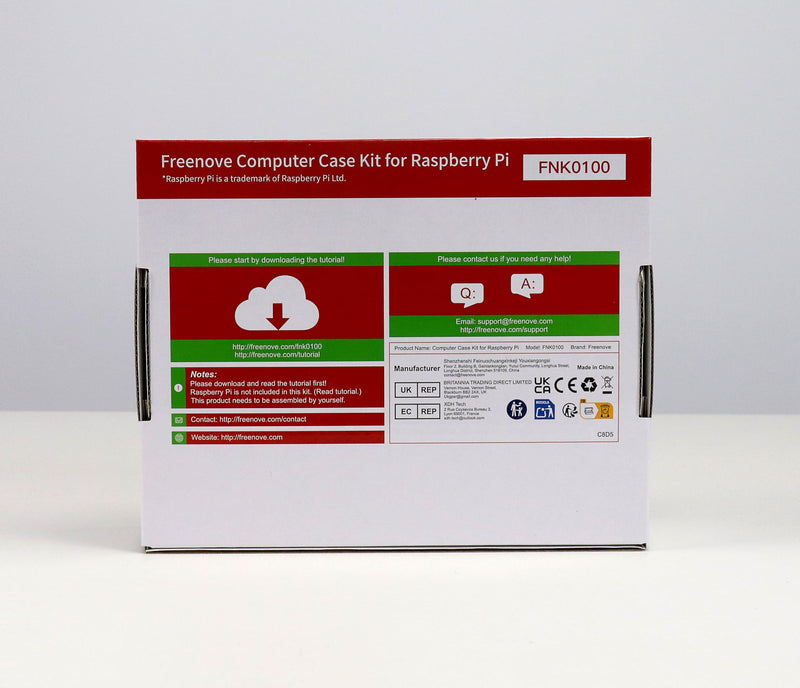 FREENOVE Computer Case Kit for Raspberry Pi 5 with Cooling Fan, M.2 NVMe SSD Slot 1231 MB/s, 5 MP Camera, 0.96 Inch OLED Screen, Built-in Stereo Speakers, 3.5 mm and Optical Audio (S/PDIF) no SSD no Screen