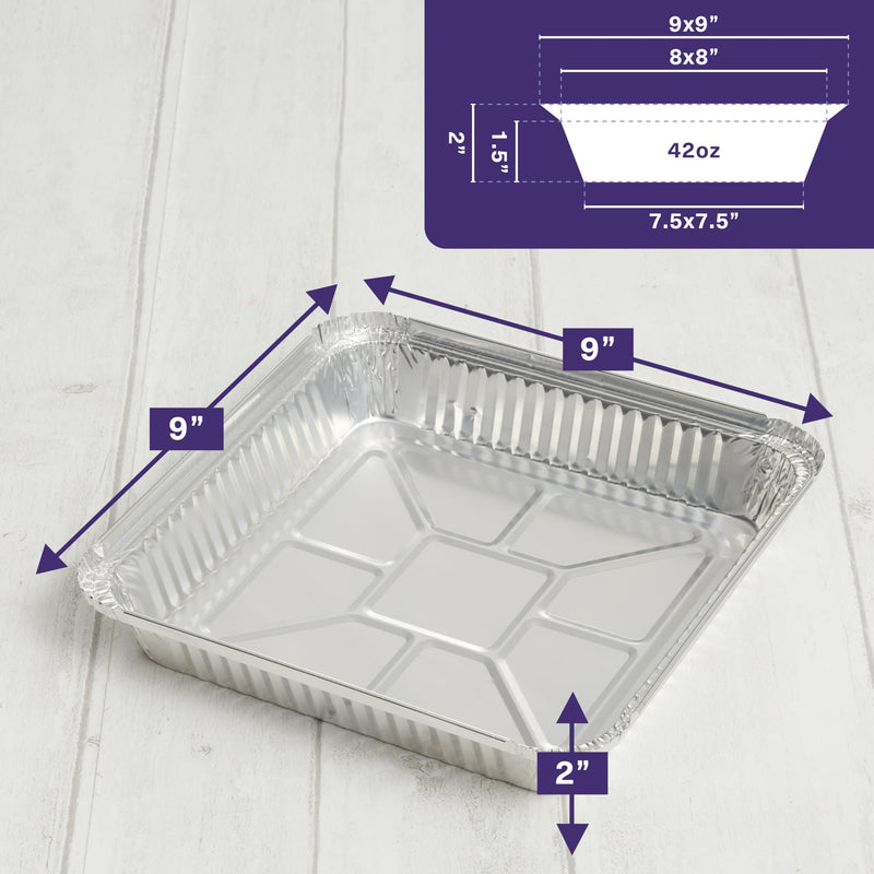 Matana 25 Pack 9x9 Aluminum Pans with Lids, Disposable Aluminum Trays - 9" Inch Square Foil Cake Baking Pans & Food Containers with Lids 9x9 with Lid (25 Pans)