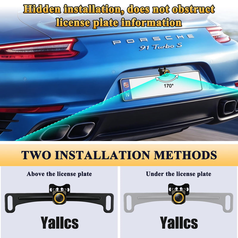 Backup Camera Metal Housing AHD 4k Night Vision: 170° Wide Angle Rearview Reverse Camera with License Plate Mount and Excellent IP68 Waterproof for Vehicle SUV RV Pickup