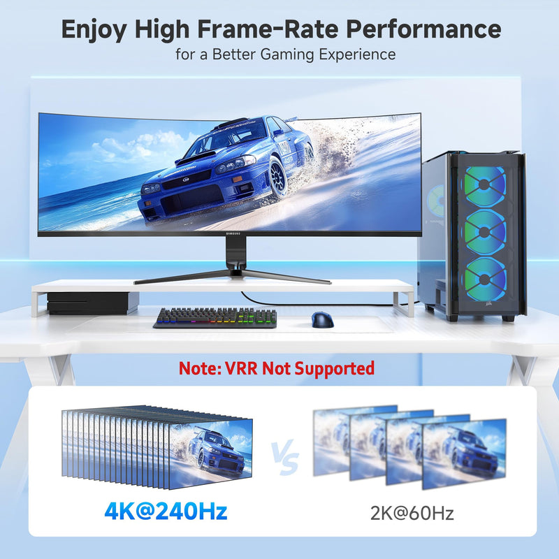 Cable Matters Uni-Directional 8K DisplayPort to HDMI 2.1 Cable - 6ft, with 4K 240Hz / 8K 60Hz, Display Port to HDMI 2.1 Cable, Supports RTX4080, RX7900, Not Work with PS5/Xbox, No VRR Support