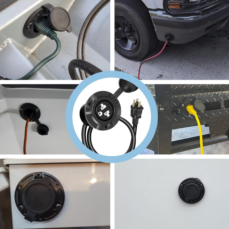 15A/20A Weatherproof Outdoor Power Outlet, Receptacle Outlet,125 Volt NEMA 5-15R, Outdoor Electrical Outlet with Integrated 20-Inch Outdoor Extension Cord 12AWG, Outdoor Outlet Cover
