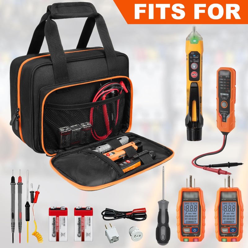 Carrying Case Compatible with Klein Tools ET310/MM325/NCVT3P/RT250/69149P, Electrician Tool Organizer for Multimeter, Voltage Tester, Clamp Meter & Circuit Breaker Finder