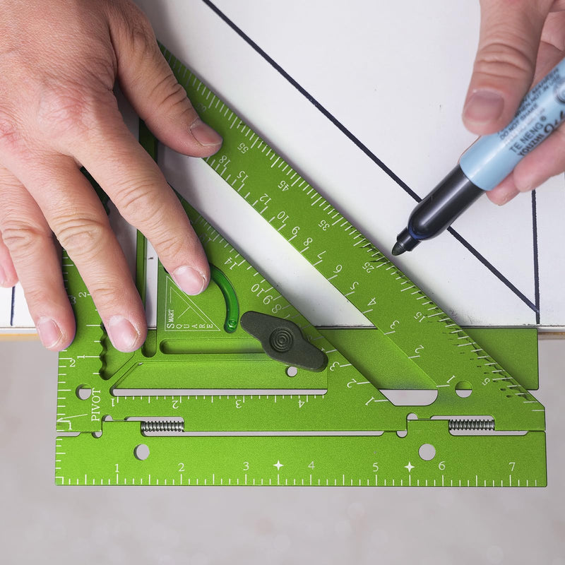 8.3" Ratter Square Tool with Jig Block - Flatwork and Repetitive Markings Specialty for Precise Carpentry Work,Sherwap Ratter Square Tool (Green) Green