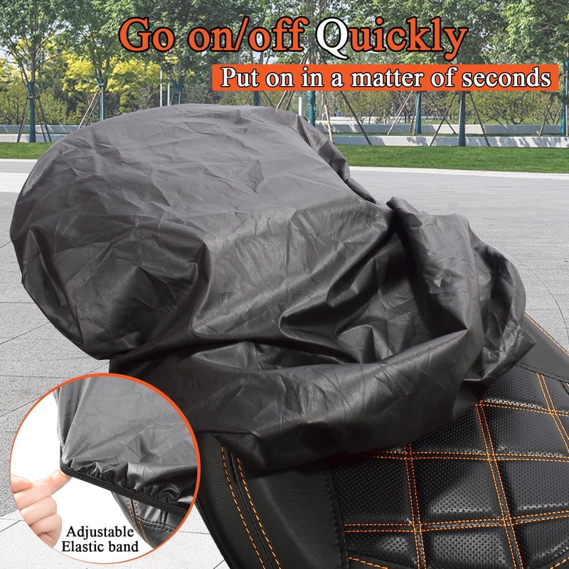 FOVPLUE Seat Rain Cover,Water-Resistant Two-Up Seat Bra Fits Seats up to 23" L x 15" W,Universal for Harley Touring CVO Electra Glide Street Glide Road Glide Road King,Dyna,Softail,Sportster
