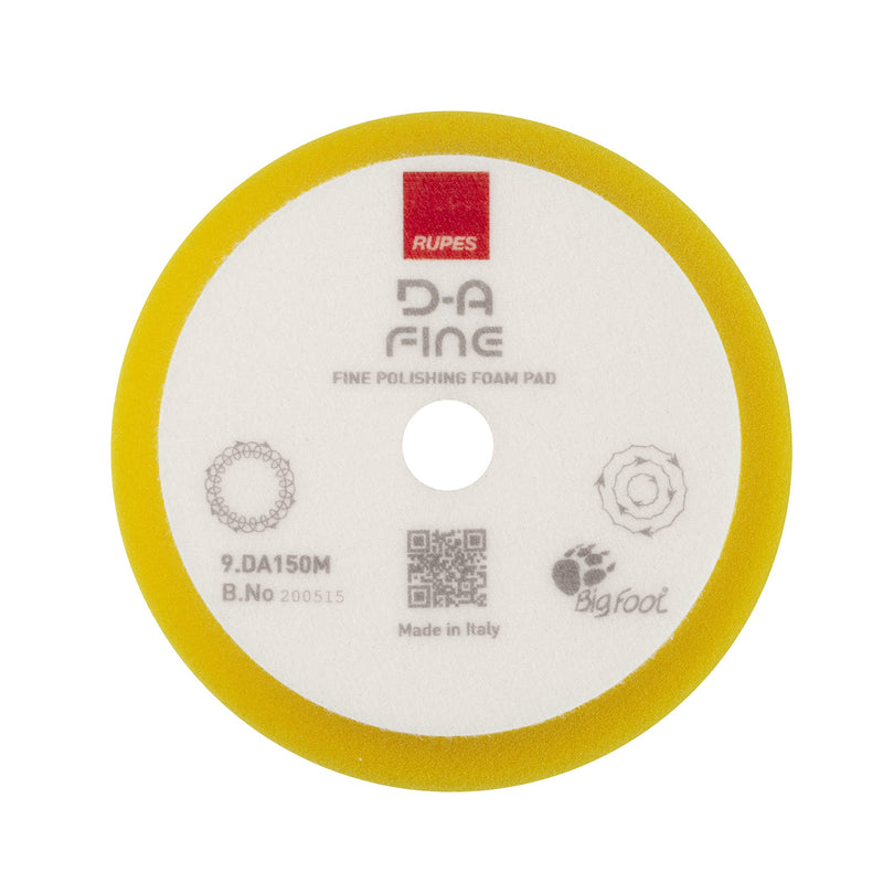 RUPES Orbital Foam Polishing pad for Car Sanding, Polishing & Waxing, Dual Action Polisher Pad, Car Cleaning Supplies for Compounding(Yellow, 130/150mm, Single Pad, Fine)
