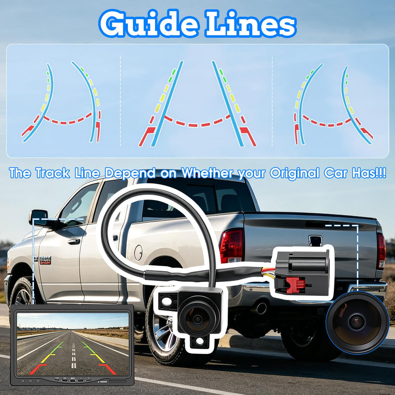 Rear View Backup Camera Fit for Dodge Ram 1500 2500 3500 2009-2012, Safety Back Up Reversing Parking Assist Camera Replace 56054041AC 56054041AA 56054041AB 56054041AD
