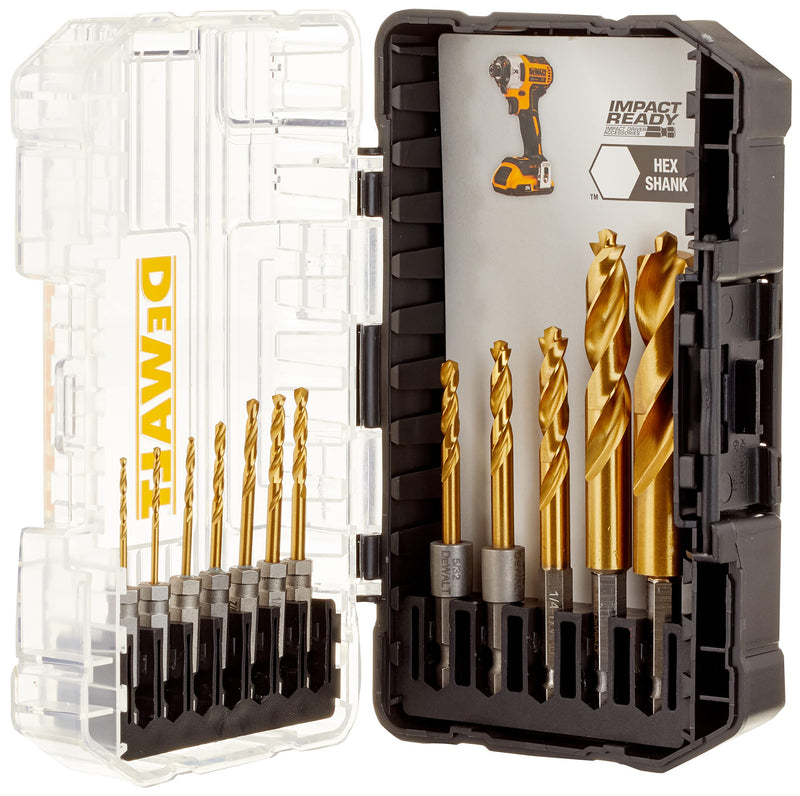 DEWALT Drill Bit Set, Titanium Impact Ready, Ideal for Metal, Wood, and Plastic, 12 Piece (DD5152) One Size 12 Piece Drill Bit Set