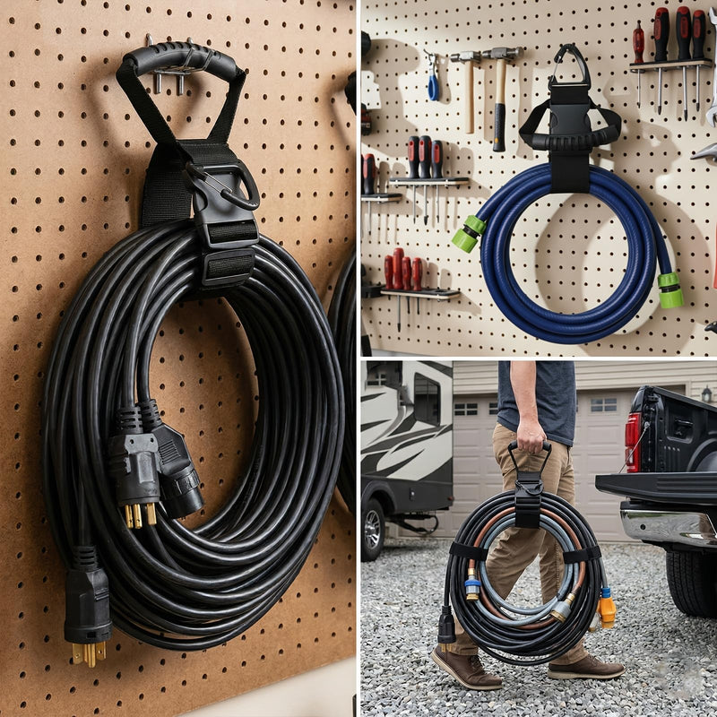 Garden Water Hose Holder Hanger, 22-Inch Moving Cable Organizer Straps with Handle & Buckle, 100LBS Load Capacity