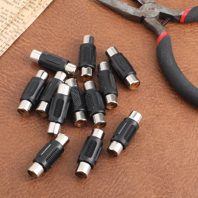 12-Pack RCA Female to Female Adapter, RCA Adapter Audio Video Connector RCA Extension Cable Adapter Coupler for TV Phono Speaker & Amplifiers
