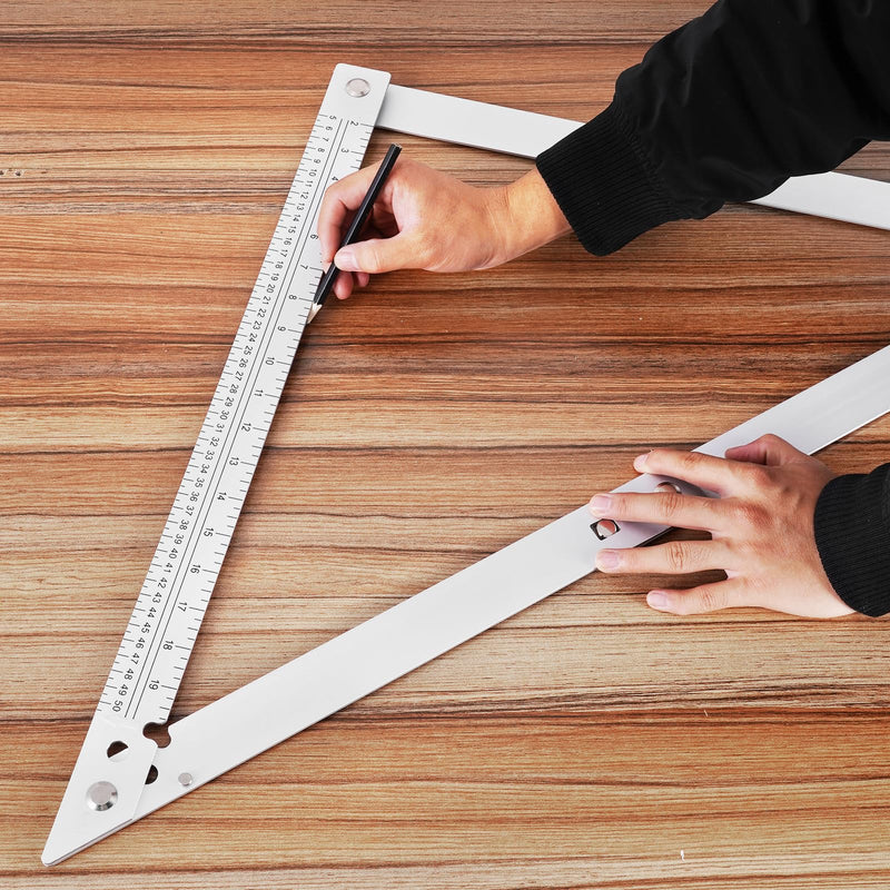 Folding Triangle Ruler 23.4inchs, Aluminum Framing Square Carpentry Squares Construction Framing Tool Collapsible Square Right Angle Ruler 23.4inch