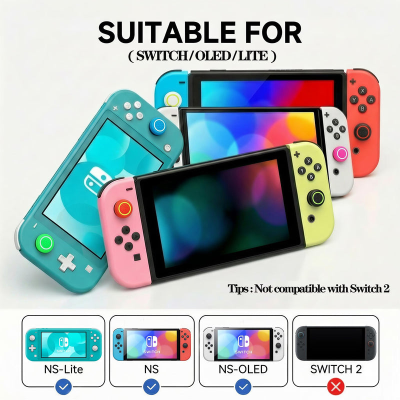 20PCS Optimized Silicone Thumb Grips & Joystick Caps for Nintendo Switch/OLED/Lite JoyCon Controllers Accessories | 10 Colors, Anti-Slip, Anti-Scratch & Enhanced Gaming Experience