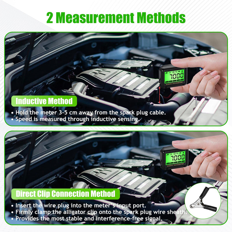 Digital Tachometer Hour Meter with RPM Alarm,IPX68 Waterproof Small Engine Tachometer,Replaceable Battery,Inductive RPM Gauge for Motorcycle,Chainsaw,Mower,ATV,Marine