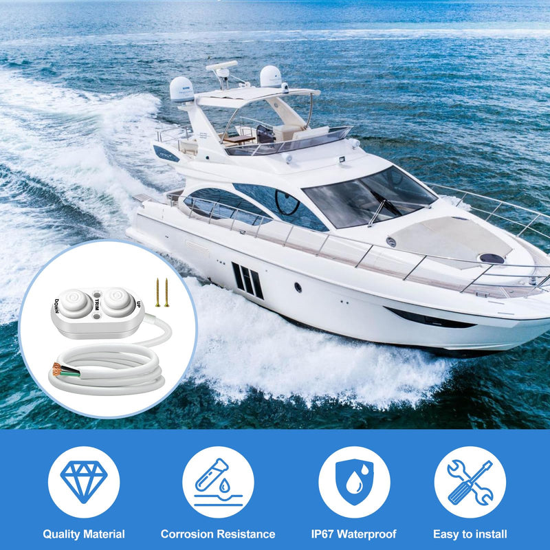 Boat Tilt Trim Switch, Jack Plate Trim Switch for Boat IP67 Waterproof, Suitable for Fishing, Boats, Yachts, Ships White