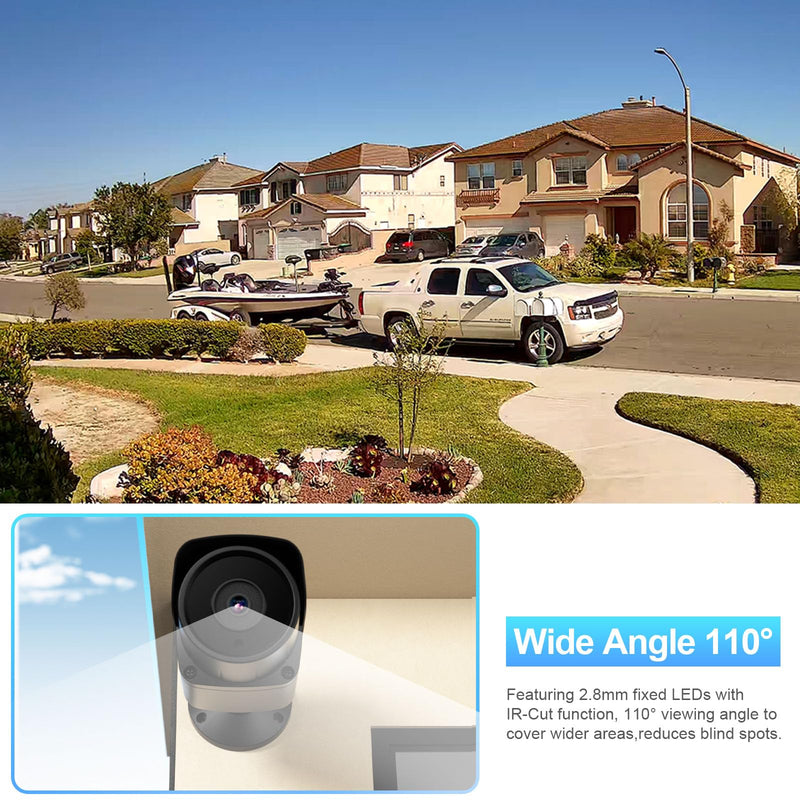 UltraHD 12MP PoE Camera, IP Security Surveillance Bullet Camera for Outdoor Indoor, Waterproof IP67, Built-in Mic, 2.8mm Lens Wide Angle 110 °, Human/Vehicle Detection, INB12LR37E-B (Black) BLACK