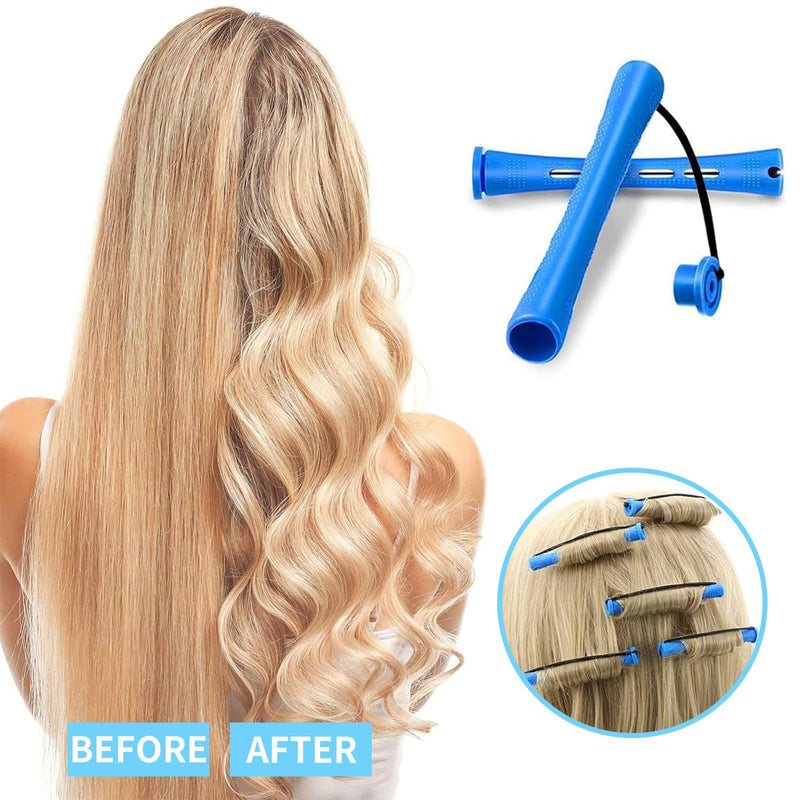  [AUSTRALIA] - 48 Pieces Perm Rods For Short Hair Perm Rods Hair Curling Rollers, Perm Rollers Cold Wave Rod, Non-Slip Perming Kit With Comb, Hair Rollers For Women Men Long Short Hair Styling Tool (Blue) Blue