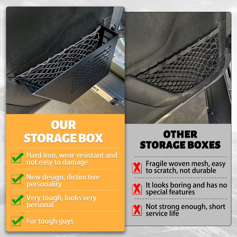 MAIKER Metal Front Door Storage Box, Door Side Insert Organizer Box Pockets for 2007-2018 Jeep Wrangler JK 2/4 Door 2pcs(Black)
