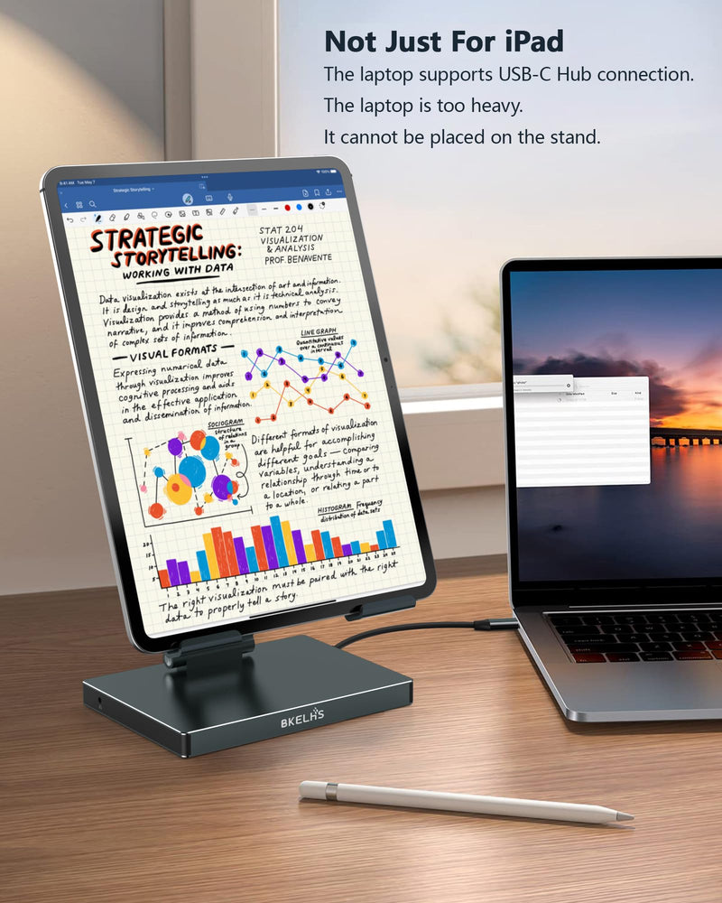 2026 iPad Pro USB C Hub Stand, Adapter for iPad Pro M5 M3 M4 13 12.9 11 Inch iPad Air Docking Station 4K 60Hz HDMI, SD/TF Card Reader, 3 USB 3.0 Port, 3.5mm Audio, iPad mini A16 Galaxy Tablet Dock