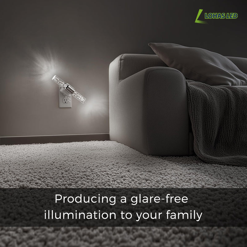 L LOHAS LED Bright Night Light, Night Lights Plug into Wall, 180° Rotating, Auto Light Sensor, Daylight White 5000K, Dimmable Nightlights for Bedroom Bathroom Hallway, 2 Pack White Base-5000K