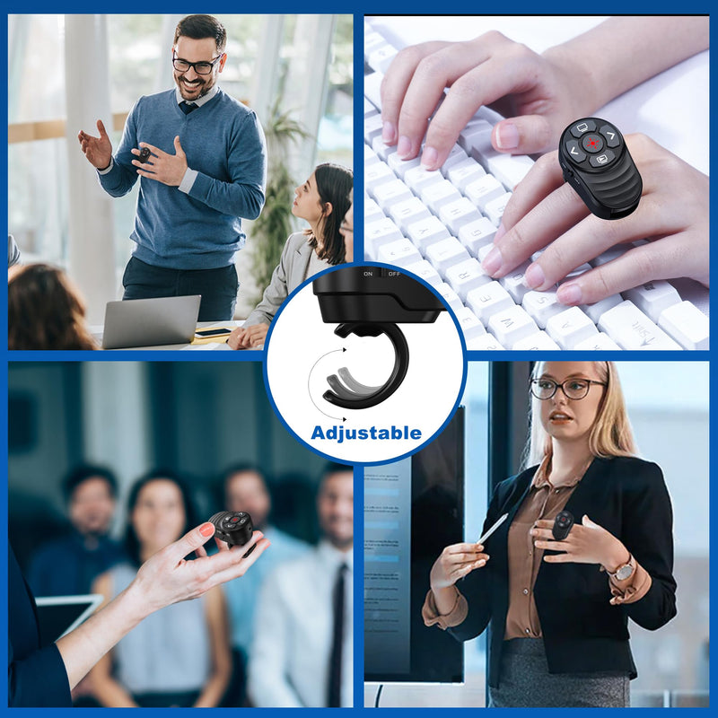 2 in 1 Presentation Clicker with Laser Pointer Finger Ring Clicker Rechargeable Presentation Clicker Long Distance PPT Clicker Remote Wireless Clicker Laser Pointer for Classroom Teacher Projector