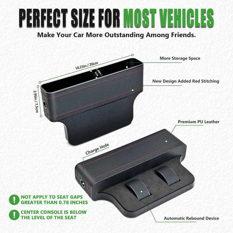Car Side Seat Gap Filler, 2 Pack Multifunctional Car Seat Organizer, Auto Seat Organizer Car Seat Gap Filler Organizer Storage Box Back Seat Console, Side Seat Organizer Front Seat Hold Phones, Coins New Version