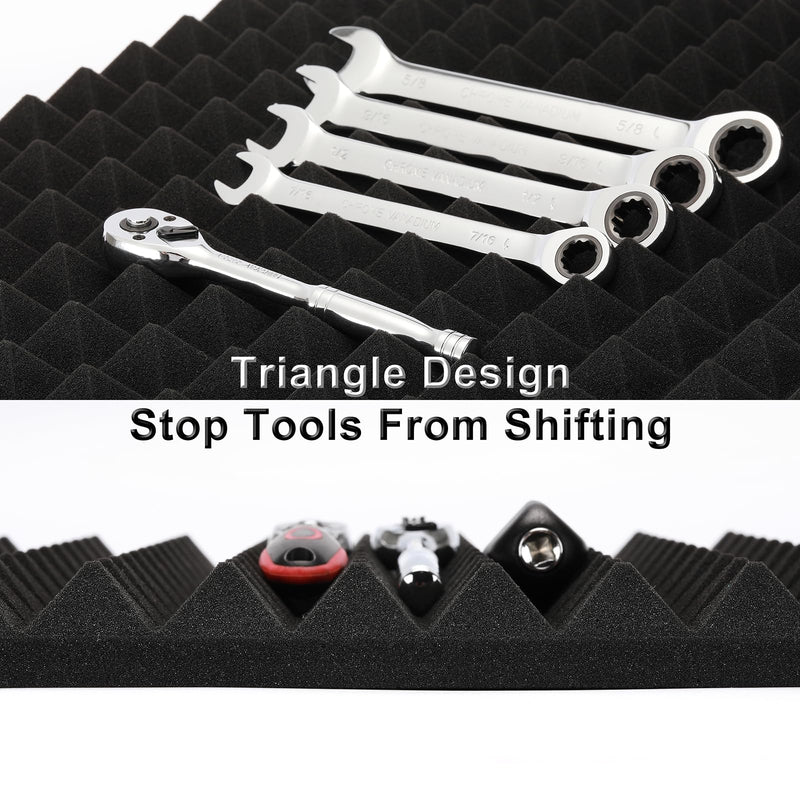 CASOMAN 4PCS Professional Toolbox liner, Trap Mat Universal Tool Drawer Liner, Non-Slip Foam Inserts, Easy Cut, Black, 23.6"x15.7" 4-piece