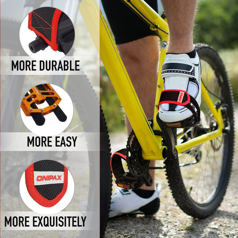 ONIPAX Outdoor Bike Pedal Straps Toe Clips Straps Tape 2 PCS Red